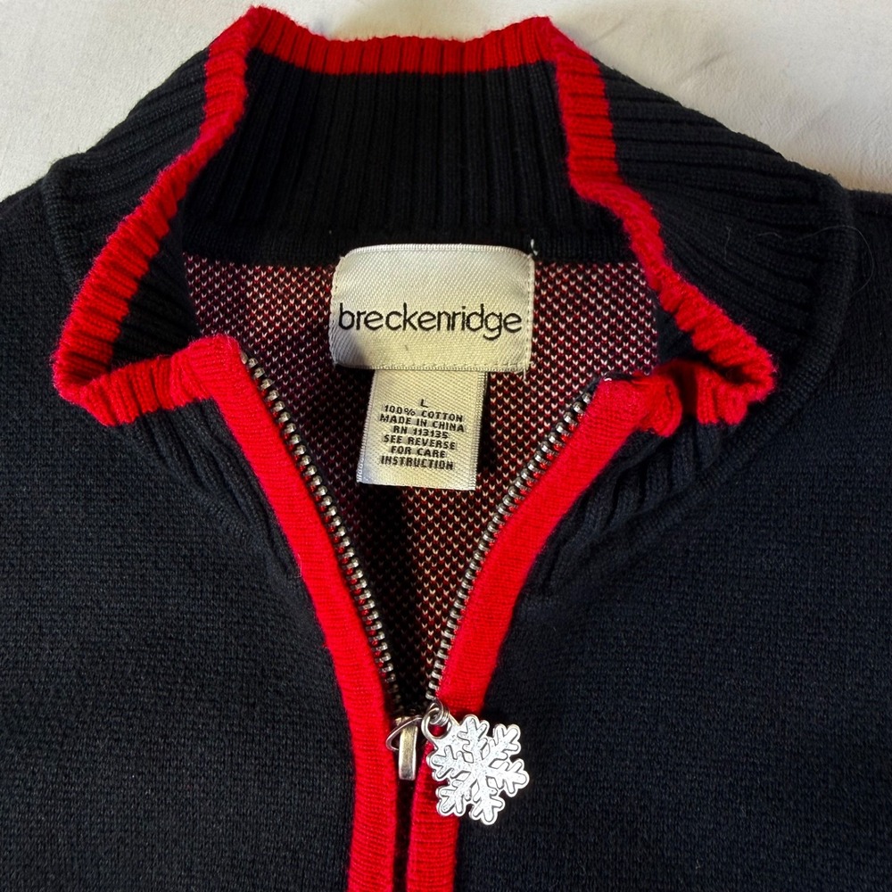 Breckenridge Cardigan Sweater Snowflake Fair Isle Cuff Women's Size Large - Picture 4 of 6